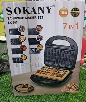 Sokany Sandwich Maker 7-in-1 – One Machine, Multiple Snacks!