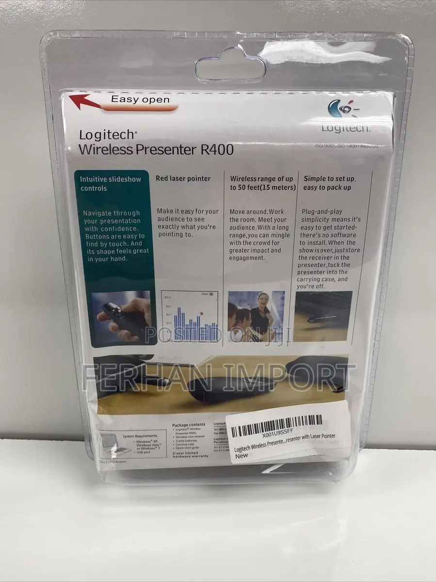 Logitech R400 Wireless Presenter Laser Pointer 50 Foot Range N