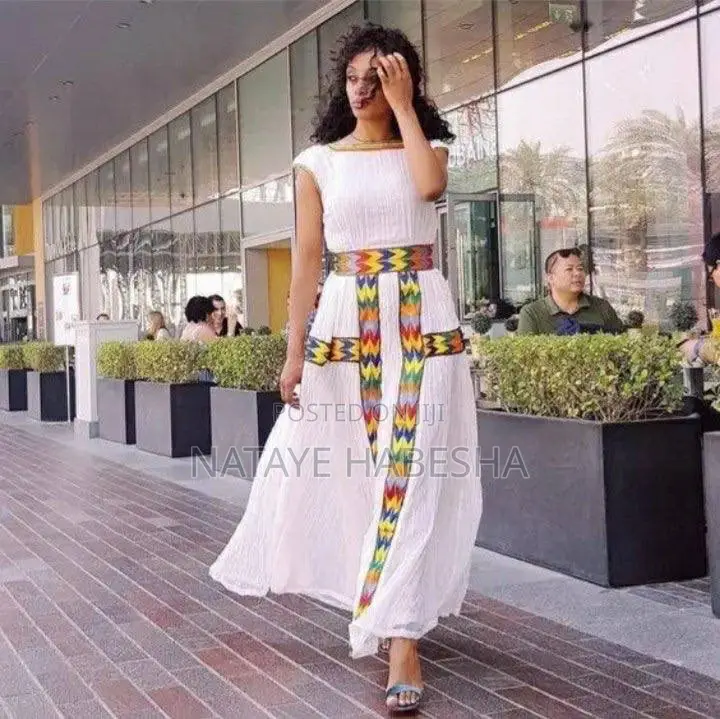 የሀበሻ ቀሚስ Habesha Kemis Dress ሽፎን Chiffon Yehabesha Libs Ethiopian Suit