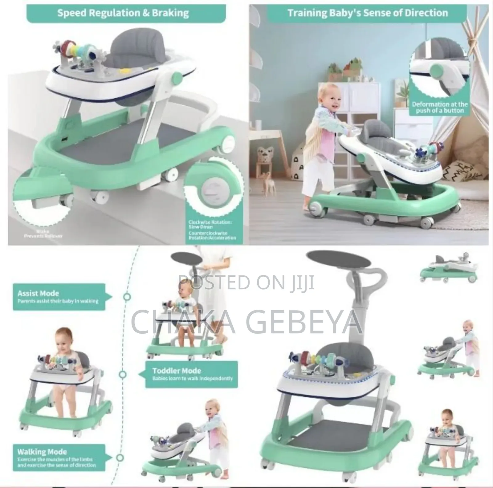Fun Safe Baby Walker Toy Car - Adjustable Handle for Parent Assist