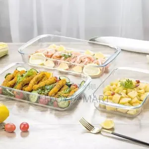 Tempered Glass Bakeware Set 3pcs የመስታዎት ፓትራዎች