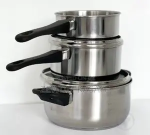 Ikea 3 Pices Cookware Set, Glass/Stainless Steel