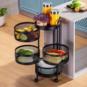 Rotating Kitchen Storage Rack on Wheels ተሽከርካሪ መደርደሪያ