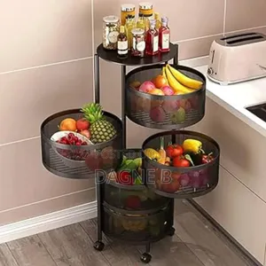 Rotating Kitchen Storage Rack on Wheels ተሽከርካሪ መደርደሪያ