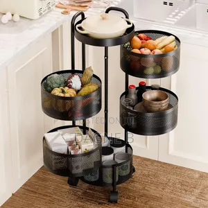Rotating Kitchen Storage Rack on Wheels ተሽከርካሪ መደርደሪያ
