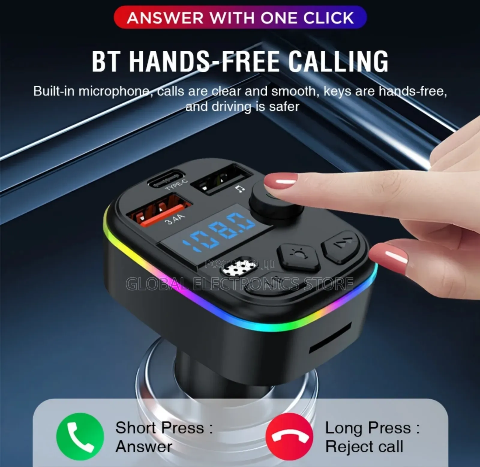 Car Mp3 Player Bt5.3 Handsfree Call Dual Usb Charger Portable Car Fm