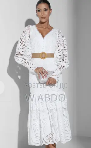 Arabic Style Elegant Midi Laced Dress - Medium Size, Perfect for Eid
