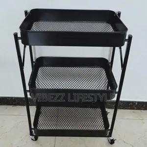 Heavy Duty 3-Layer Metal Utility Cart With Wheels