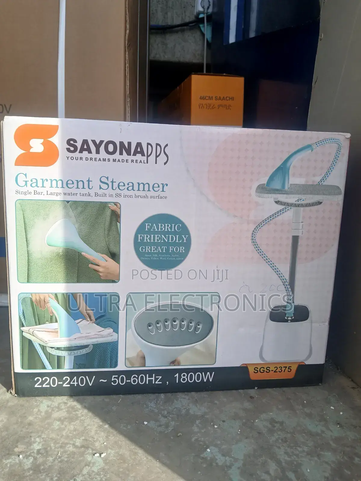 Sayona SGS-2375 Garment Steamer. It Has a Power Rating of 1800w And