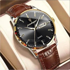 Sporty Leather Chrnograph Watch