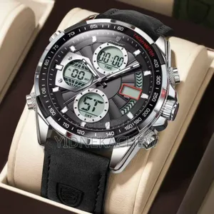 Black Leather Strap Watch for Him