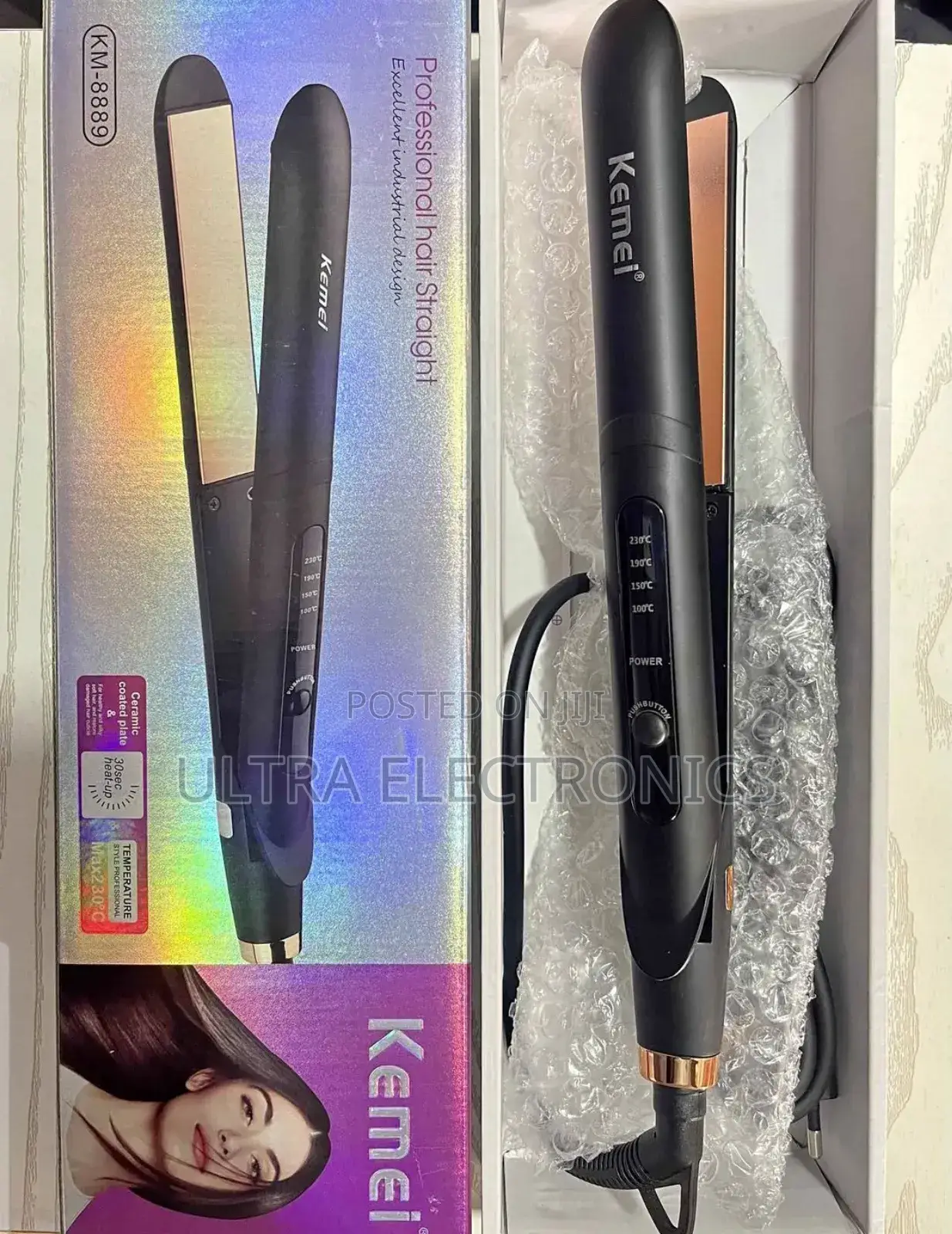 Kemei Km-8889 Hair Straightener. Features Ceramic Coated Plates