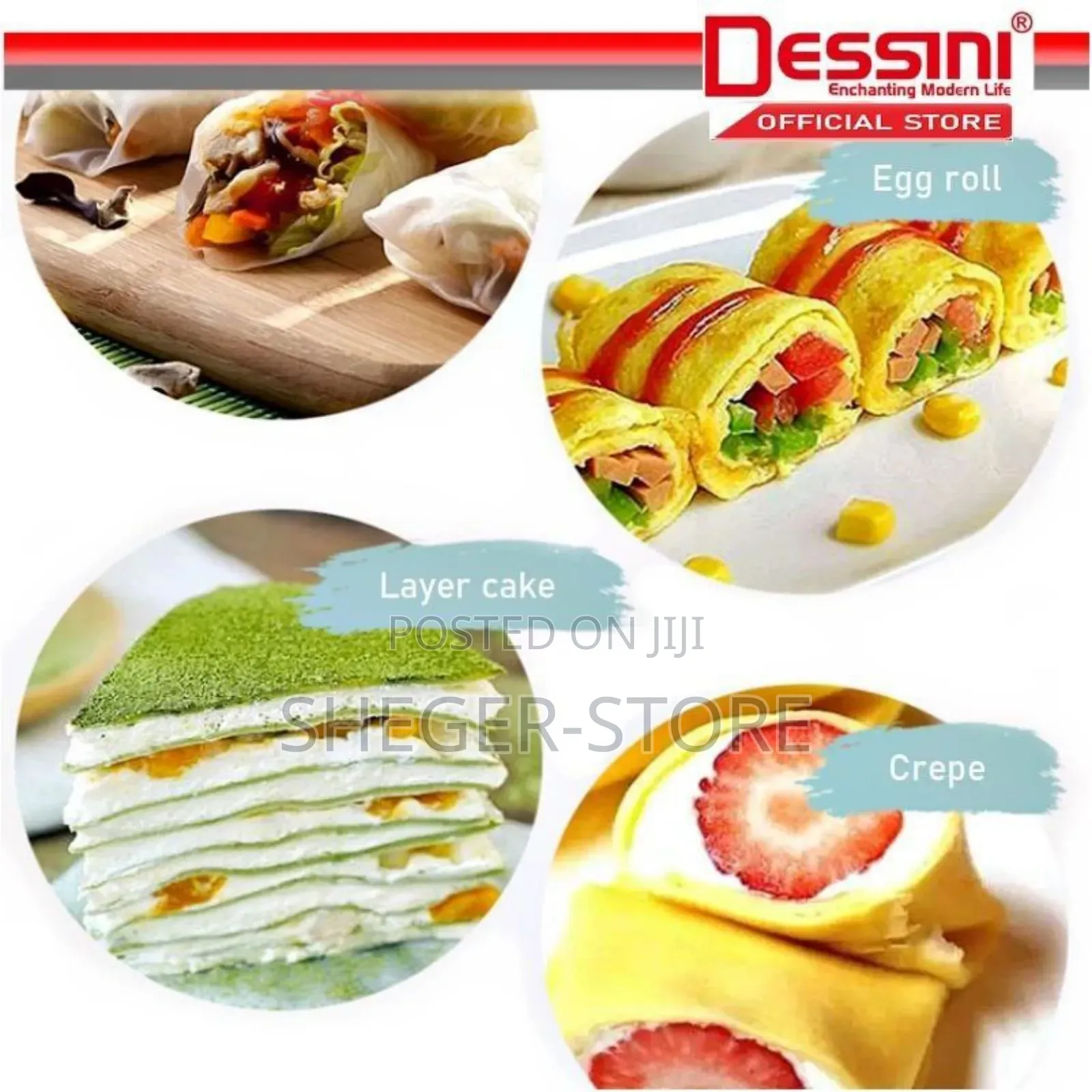 High Class Dessini Regina 3 Sets Crepe Maker (ቂጣ በቀላሉ ለመስራት)