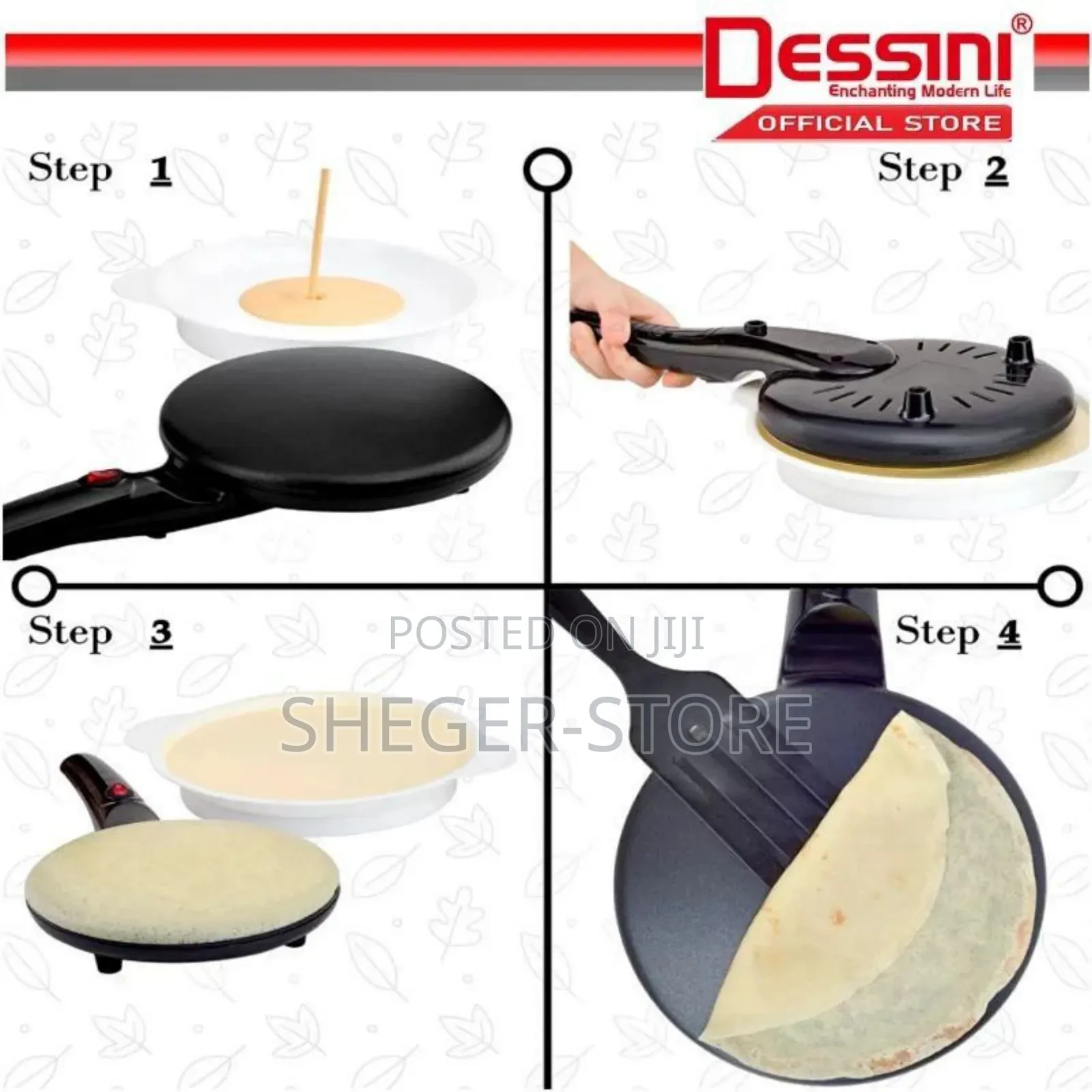 High Class Dessini Regina 3 Sets Crepe Maker (ቂጣ በቀላሉ ለመስራት)