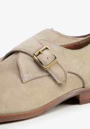 Men's Leather Monk Shoes, Beige Order Yours Now