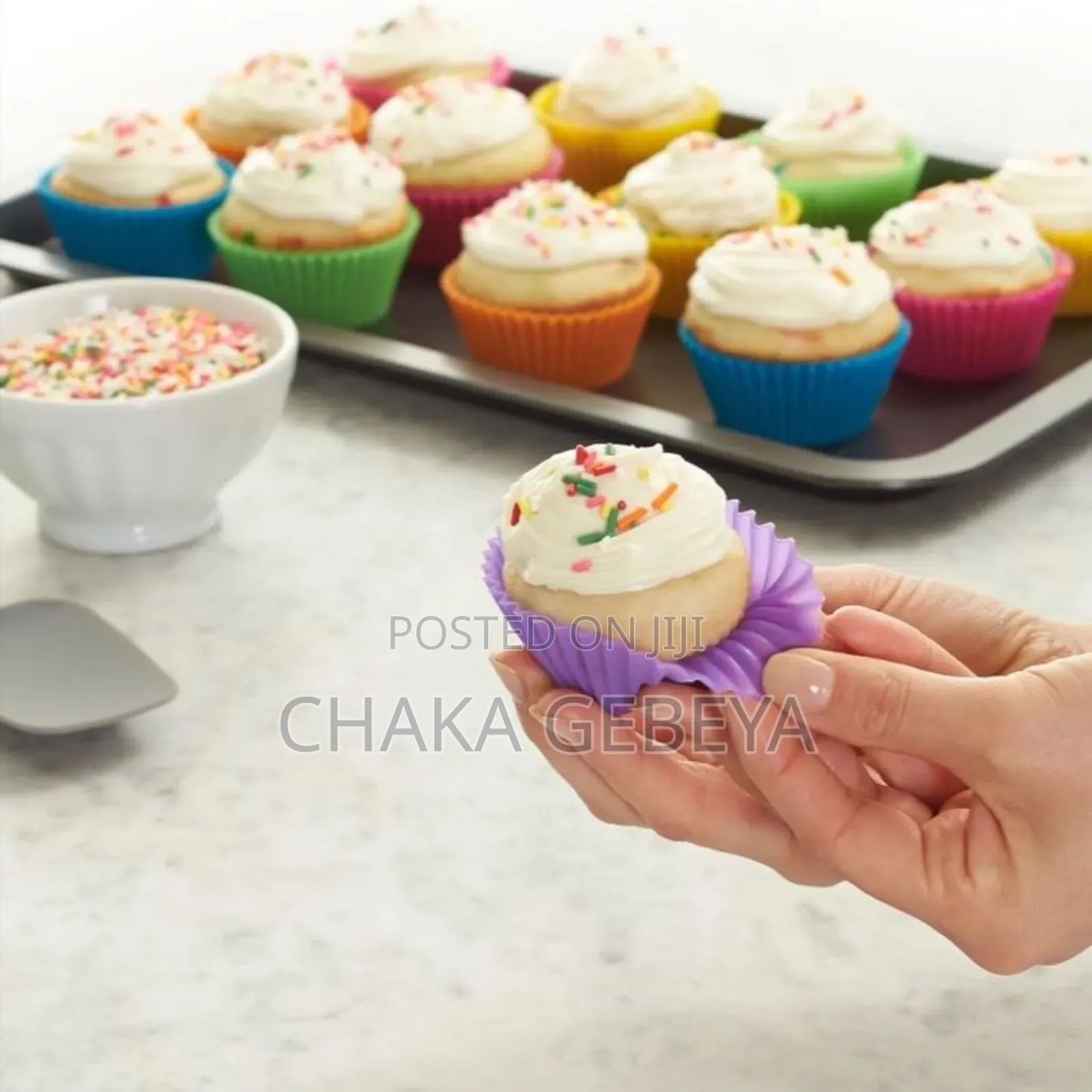 Reusable Silicone Baking Cups (12 Pcs) - Non-Stick,Oven Microwave Safe