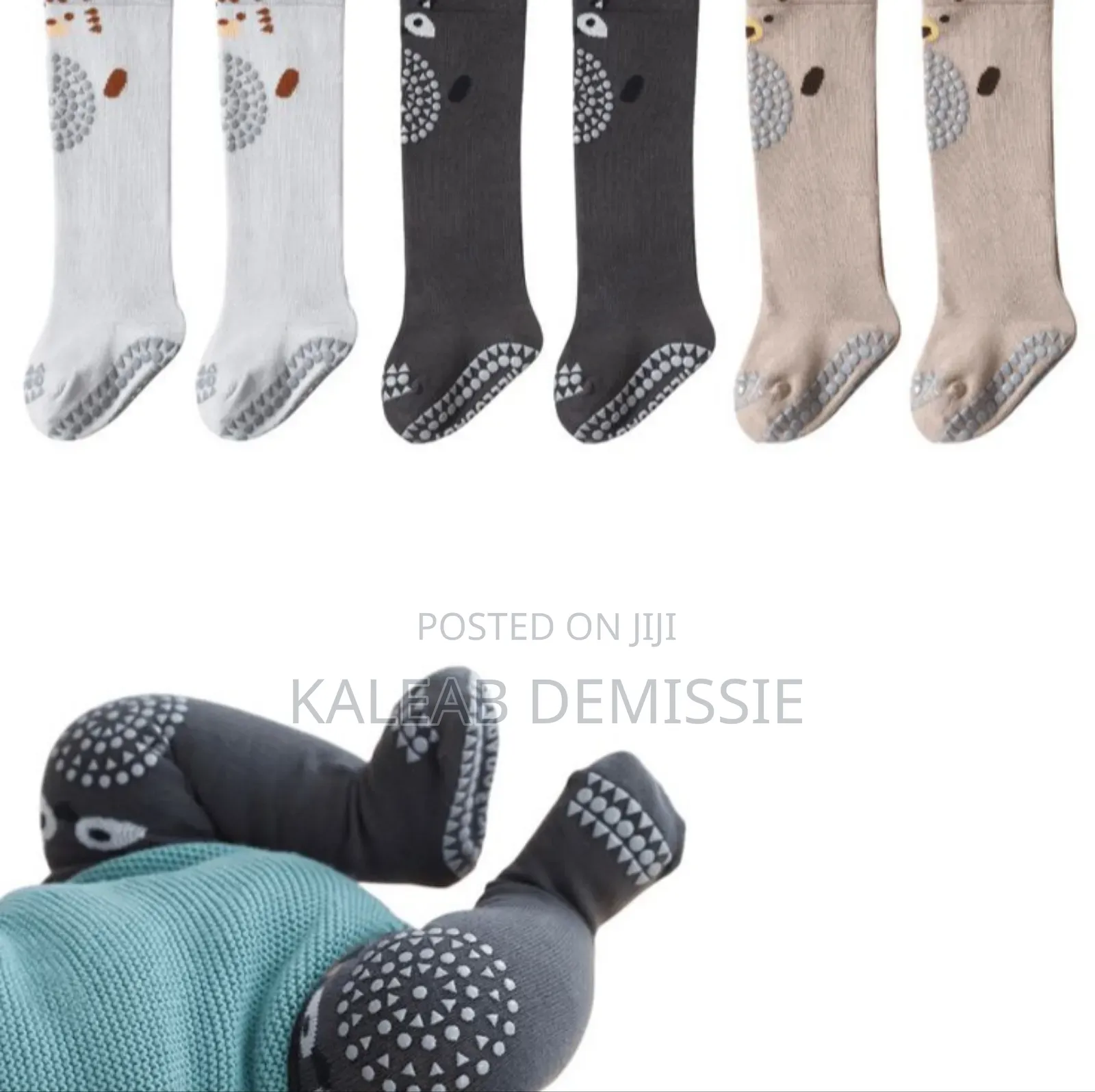 Anti Slip Socks Baby Crawling Knee Pads የዳዴ ካልሲ