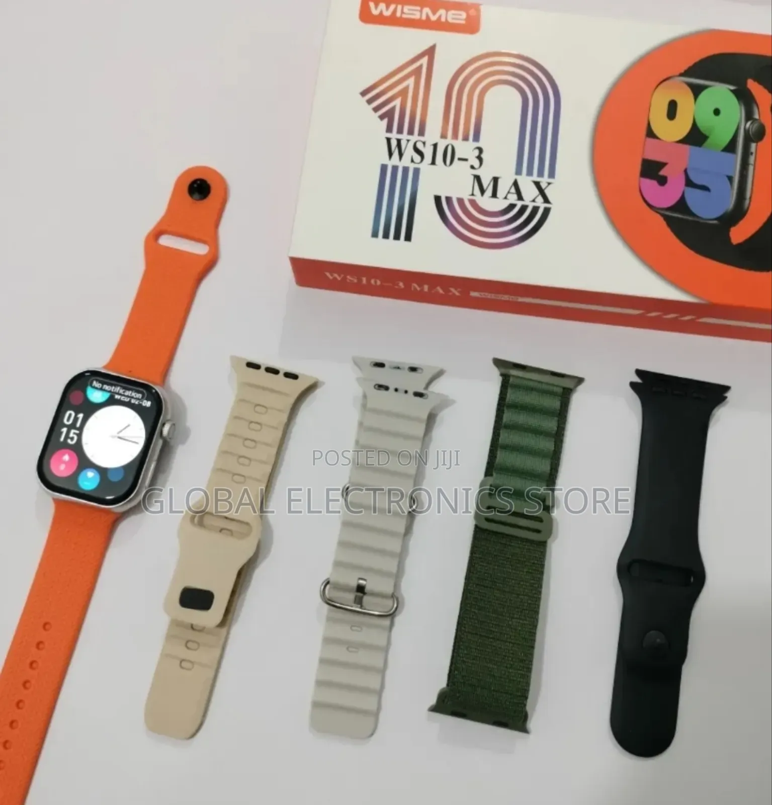 Original Wisme Series 10 Smart Watch ከ5 ማሰሪያ Belts ጋር
