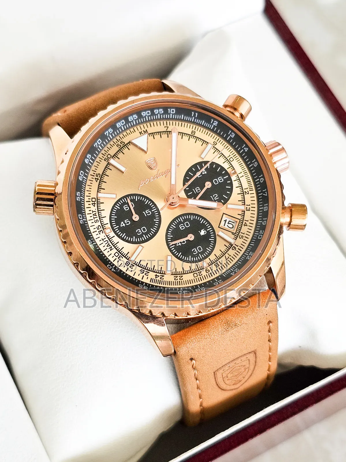 Poedagar Luxury Watch Is a Multifunctional Quartz a Rose Gold-Tone
