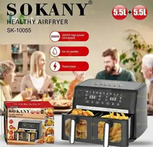 Airfryer Sokany Healthy (Model Capacity of 11 Liters (5.5l + 5.5l).
