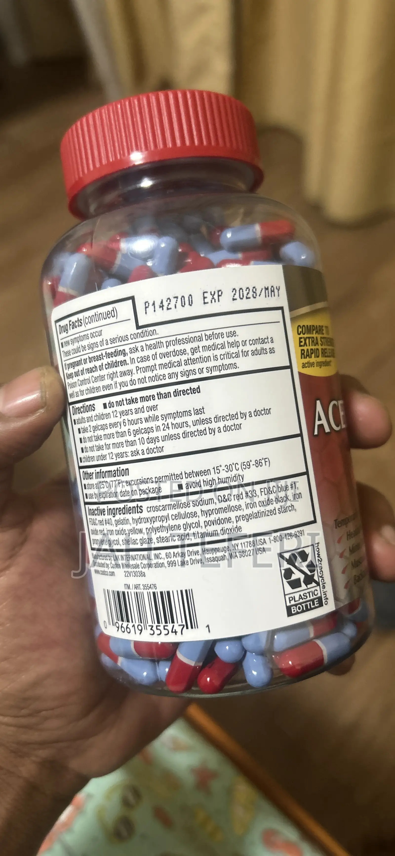 Kirkland Signature Acetaminophen 500mg Gelcaps Pain Relievers
