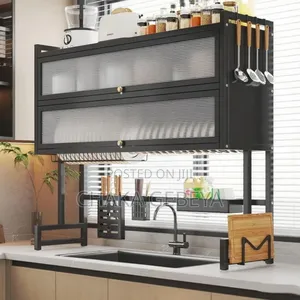 Over-sink Dish Drying Rack 85cm | Stainless Steel, Acrylic Door
