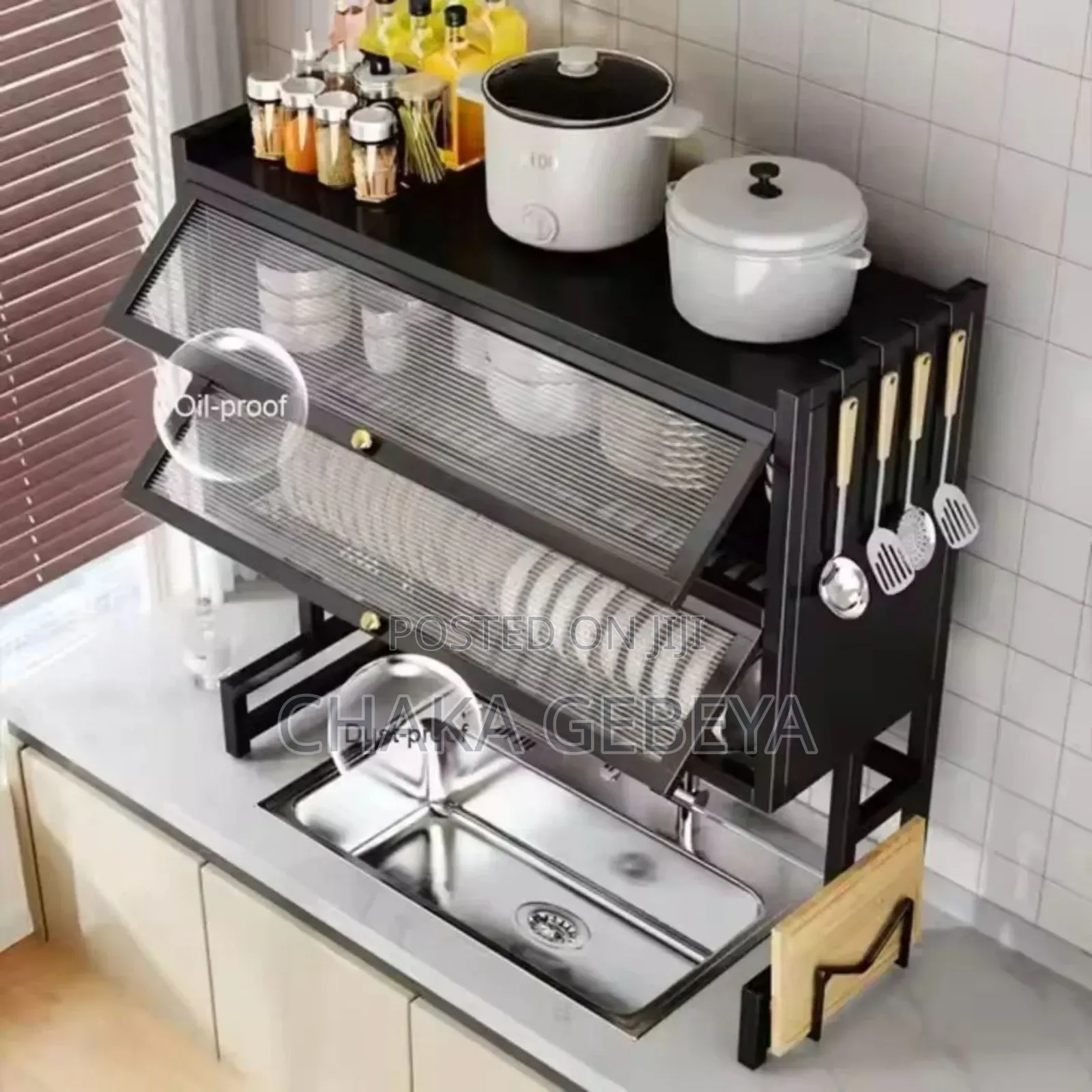 Kitchen Counter Space Saver | Over-Sink Storage With Concealing Door