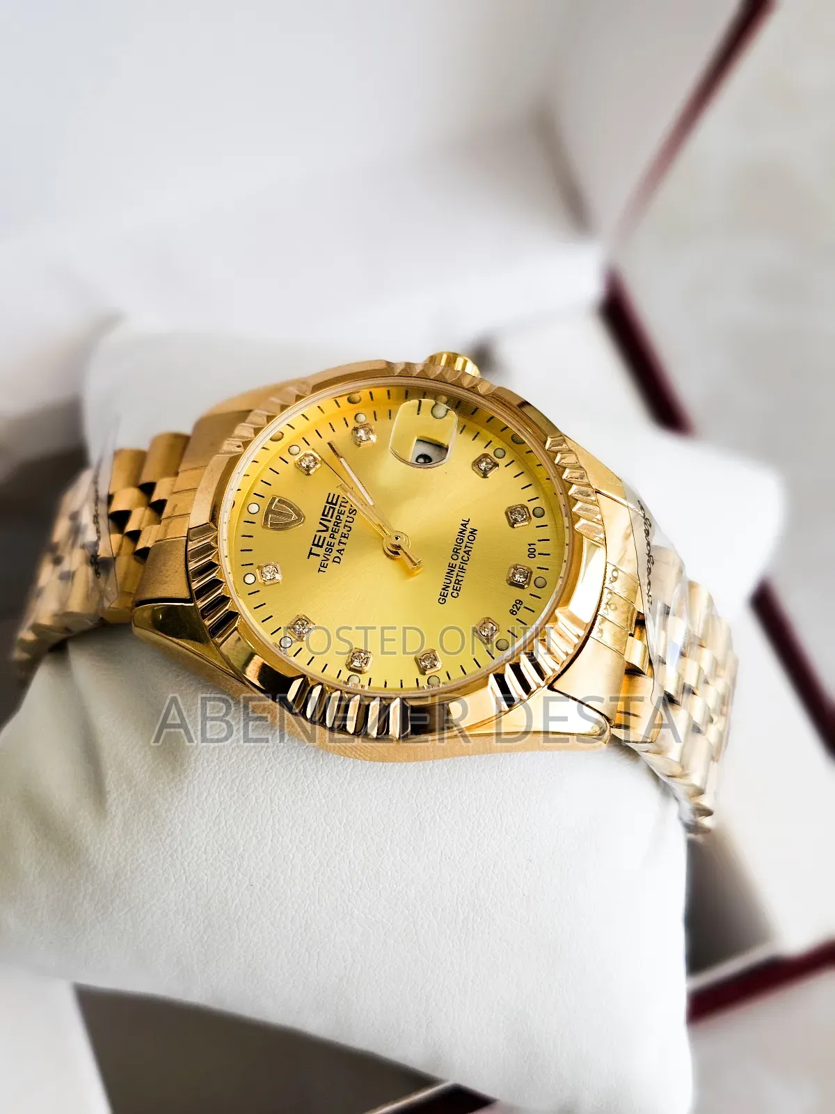 Gold-Tone Stainless Steel Tevise Perpetual Datejust Watch.