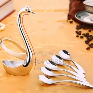 Elegant Stainless Steel Sugar Scoop Set 1 Scoop + 6 Spoons in Gift Box