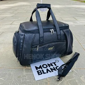 Black Leather Gym Bag