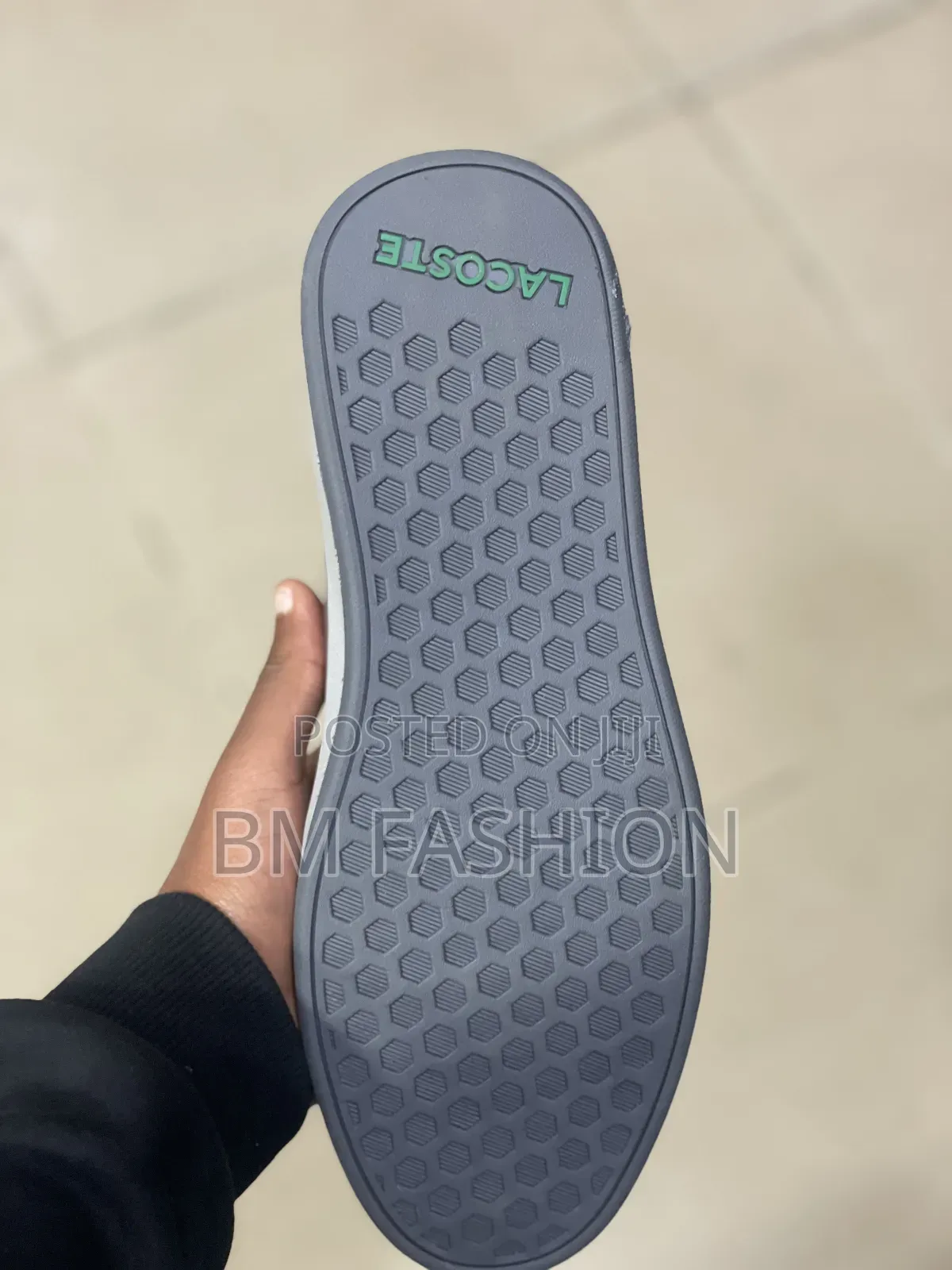 Lacoste Men's Charcoal Grey Textured Leather Sneakers