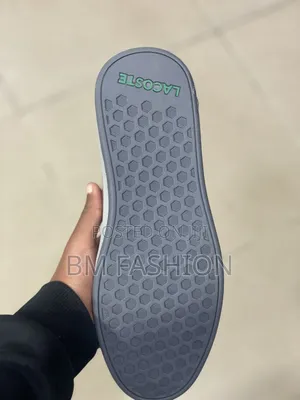 Lacoste Men's Charcoal Grey Textured Leather Sneakers