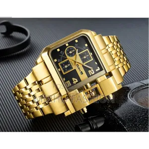 Oulum 3364 Gold Large Dial Mens Watches
