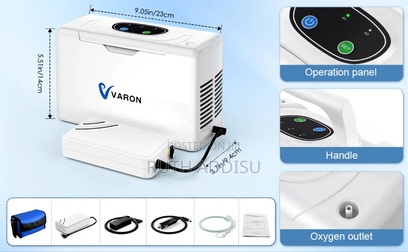 ኦክሲጅን ፖርተብል Health Oxygen Machine 3/Min Wheelchair Portable Oxygen