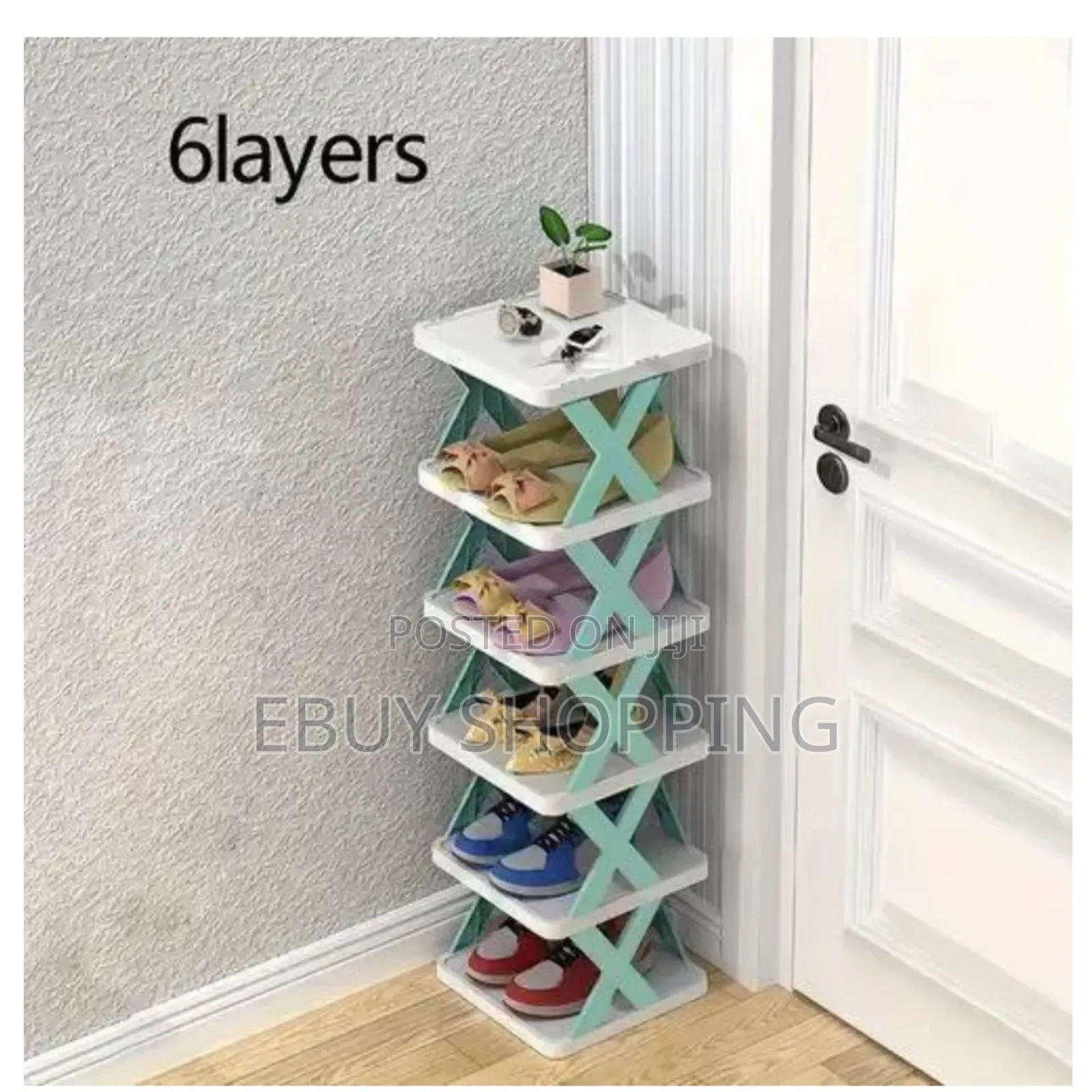 Portable 6-Shelf Shoe Storage Tower (27x27x86cm)