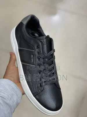 Boss Flat Leather Shoes in Black (With Free Delivery )