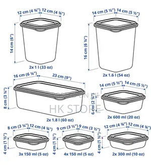 Ikea Food Container, Set Of 17, Transparent/Green.