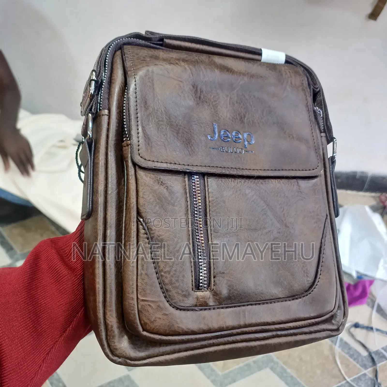 Jeep Buluo Branded Men's Leather Crossbody Shoulder Sling Bag.