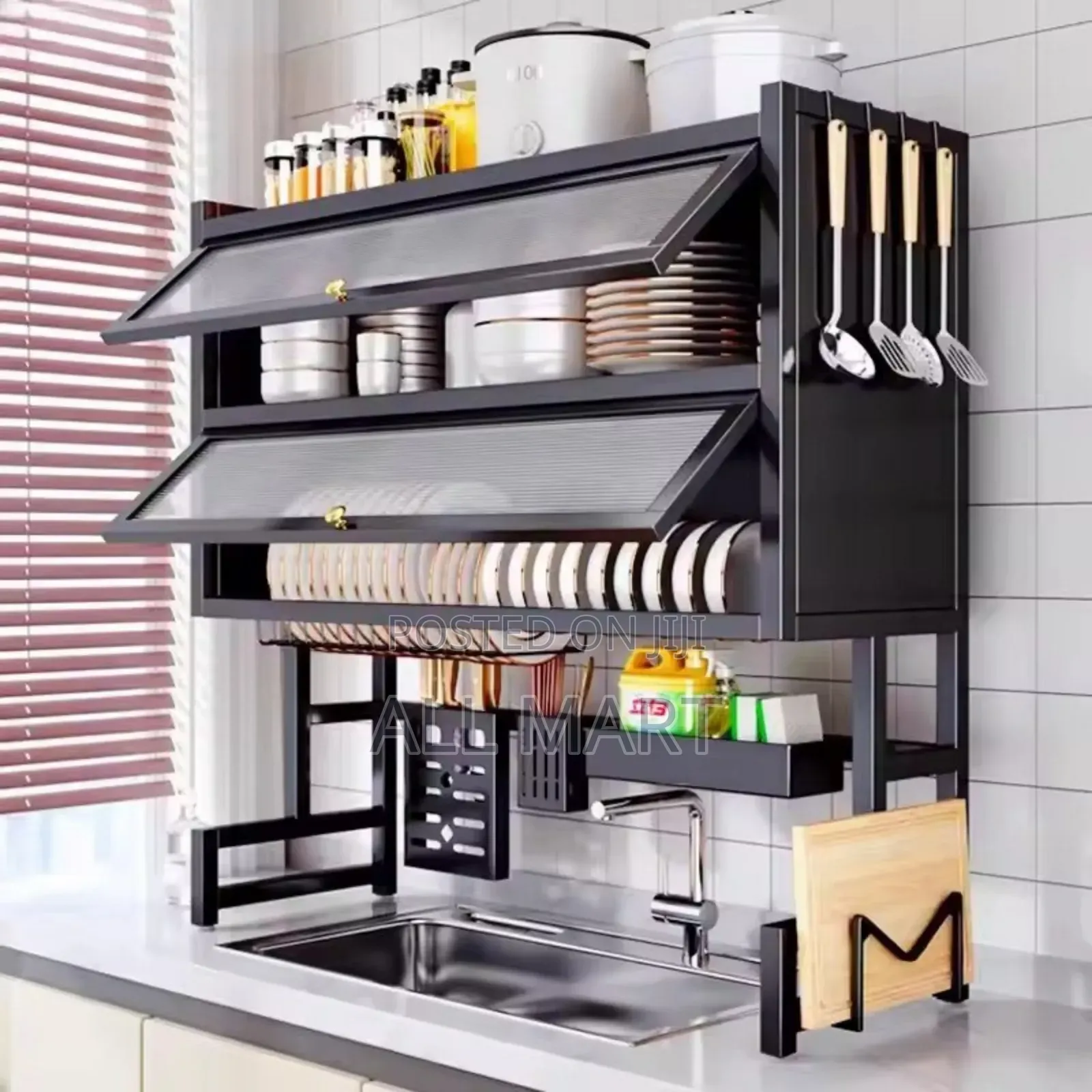 Upgraded And High Capacity Kitchen Over Sink Utensils Storage Rack
