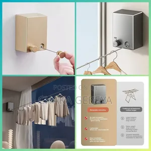 Wall-Mounted Drying Line With Stainless Steel Cable