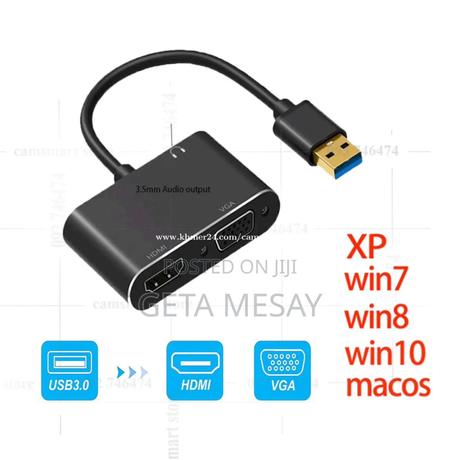 Usb 3.0 To Hdmi And Vga Adapter Dual Output Converter - 2 In 1 Video