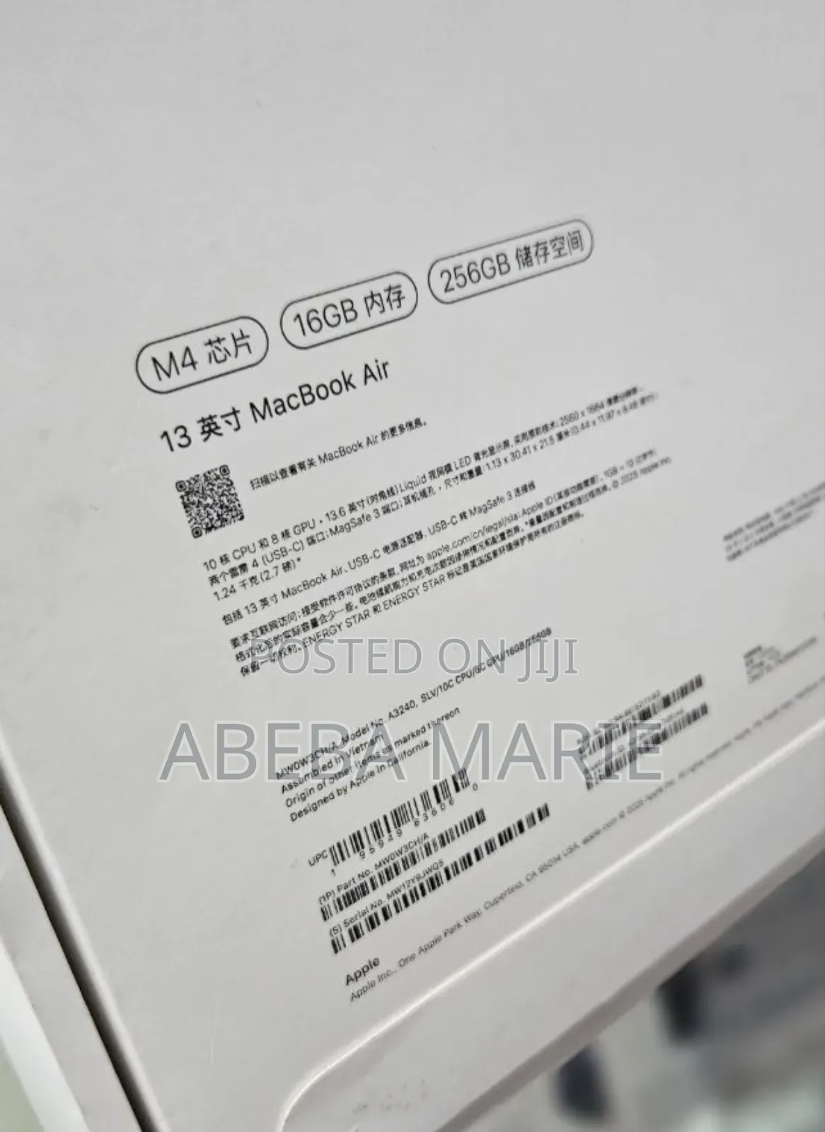 New Laptop Apple MacBook Air 2025 M4 13-inch 16GB Apple M4 SSD 256GB