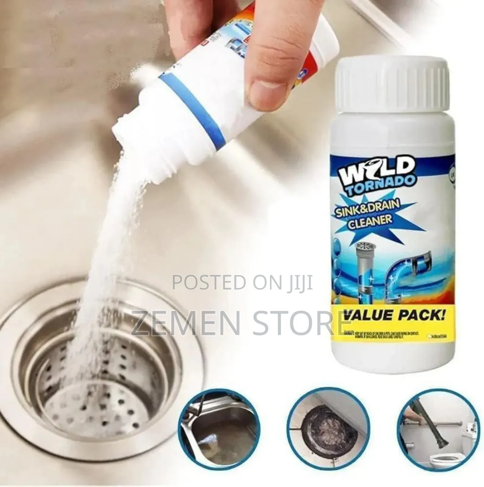 Wild Tornado Drain Cleaner - የተደፈነ ሲንክ እና የቱቦ ቀዳዳን በፍጥነት የሚከፍት ፓውደር