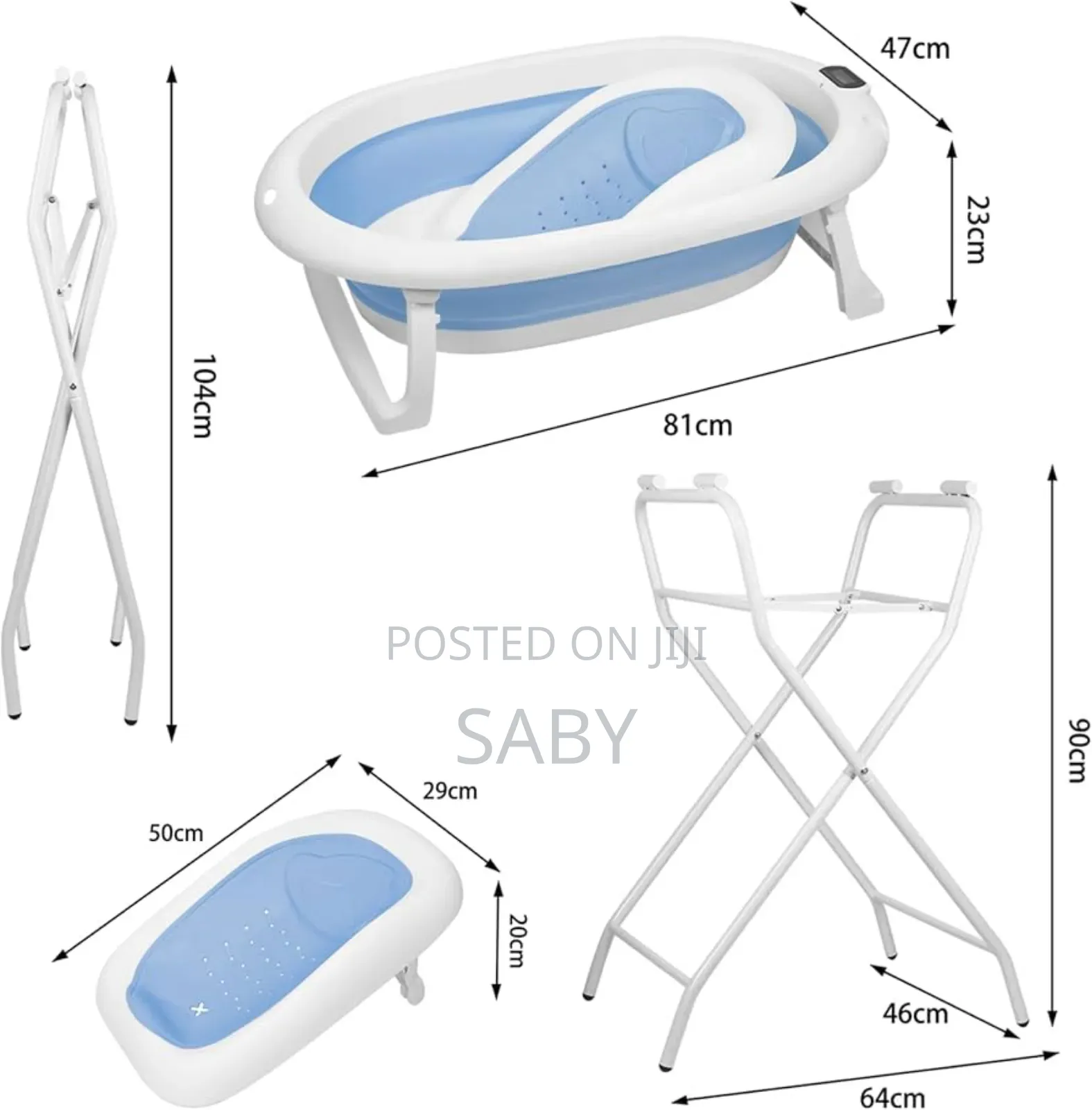 7 In 1 Foldable Baby Bathtub With A Thermometer And Stand