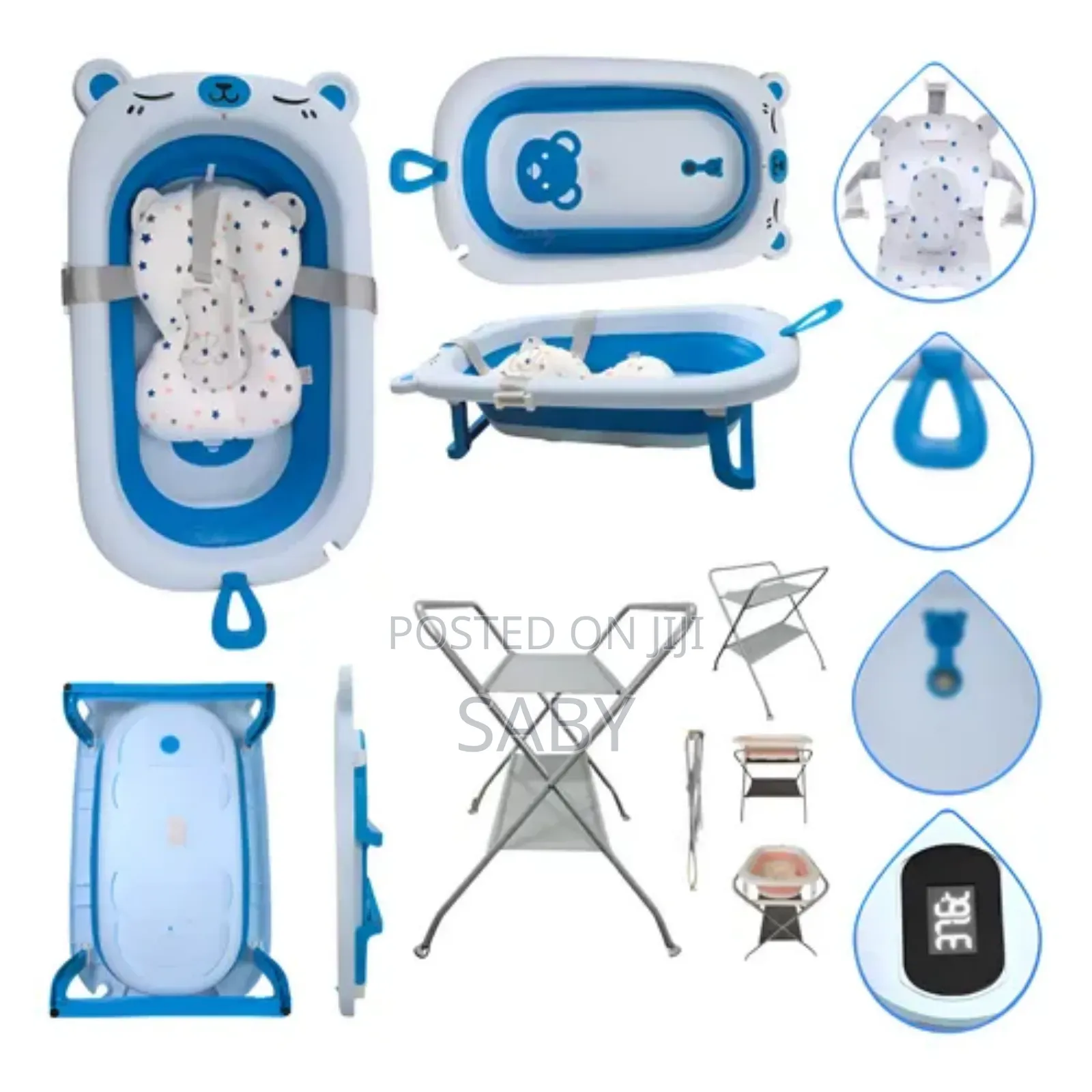7 In 1 Foldable Baby Bathtub With A Thermometer And Stand