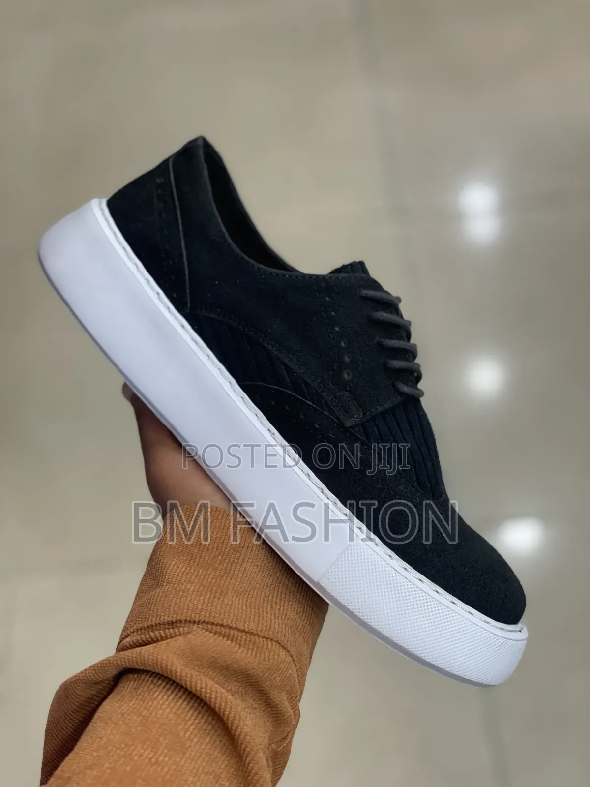 Men's Black Suede Wingtip Brogue Hybrid Sneakers