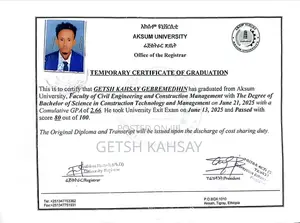 Full Name: Getsh Kahsay Gebremedhin • ​Address: Meri 40/60 Condominium