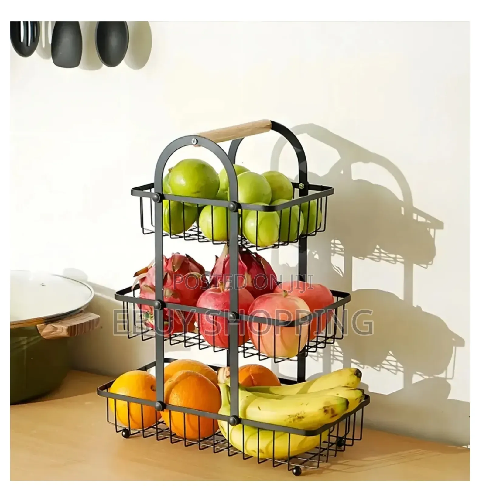 Space-Saving 3-Tier Fruit Rack for Kitchen Countertop