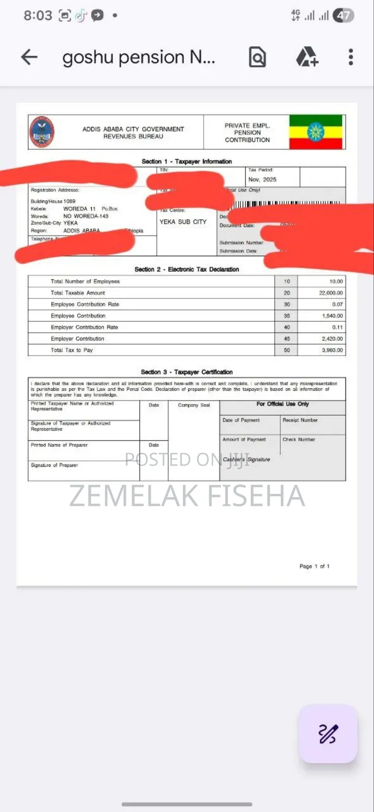 Online Etax Vat Pension Schedule a Report