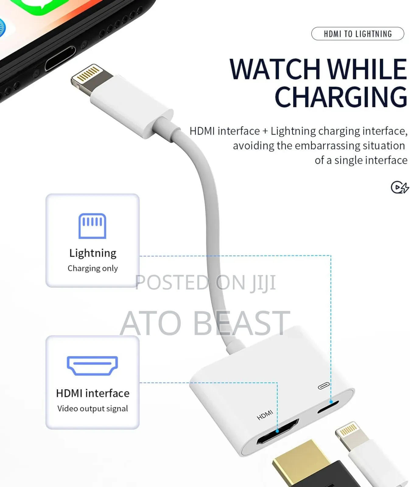 Apple Lightning Digital Av Adapter Connect an iPhone, iPad,iPod to Tv